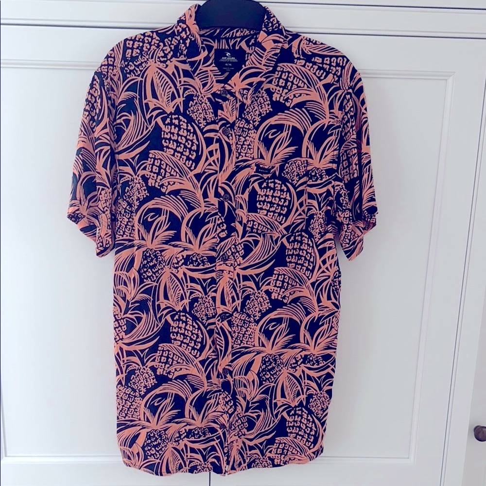 Rip Curl Navy and Orange Casual Button Down Shirt